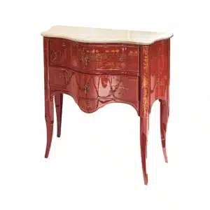 Home Decor Chest of Drawers and Dressers Commode Chinoiserie Italian, Marble Top Red Side View