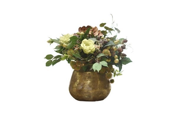 Gold Rustic Pot & Bouquette Berrie Rambutan No.20
