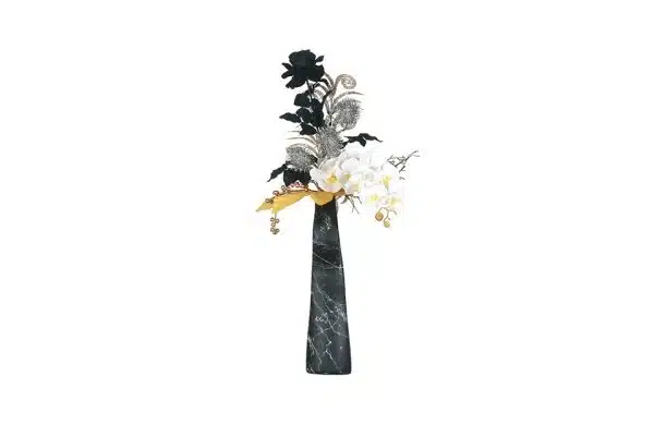 No.58 - 022022 Black Tall Wave Vase Black Rose