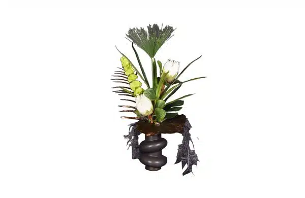 Nr.32 Black Modern Vase, Brons Minimalistic, Lotus and Protea