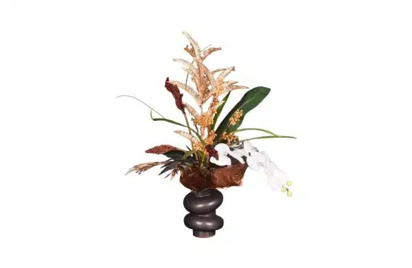 Nr.33 Black Modern Vase, ‘Garden Chic’ , Brons Lotus- Berry - Angrek