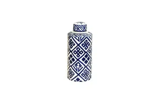 Valora Blue and White Cylinder Jar, Small 69667
