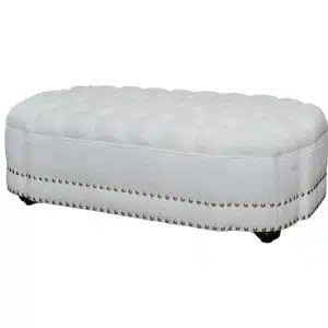 Home Decor Dorothy Ottoman MG-Ivory Side View