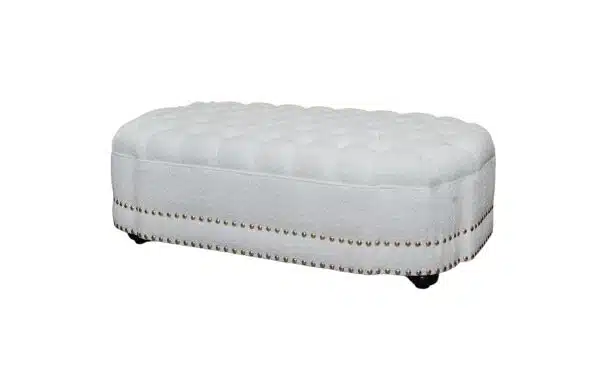 Home Decor Dorothy Ottoman MG-Ivory Side View