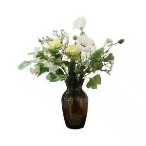 Home Decor Flower Arrangement NO.57 - 012021 Green Botel Vase Front View