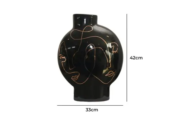 FA-D21103A Black Hand Painted Vase A