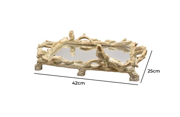 Mirrored Tray With Birds 77146