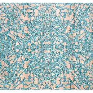 Home Decor Rectangle Carpet Bamboo Silk 14 Cream Blue (300X400) Front View