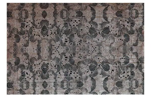 Home Decor Rectangle Carpet Bamboo Silk 28 Black (250X350) Front View