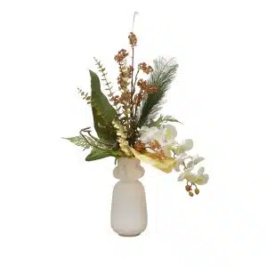 Home Decor Flower Arrangement No-19 Modern White Vase Anggerk Berries 24 Front View