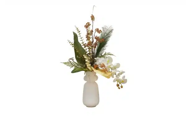 Home Decor Flower Arrangement No-19 Modern White Vase Anggerk Berries 24 Front View