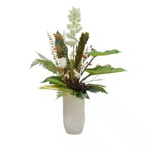 Home Decor Flower Arrangement No-30 Modern White Vas Tall Delphinium 24 Front View