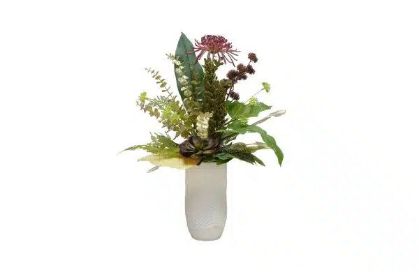 Home Decor Flower Arrangement No-77 Tall White Vase Modern Garden 24 Front View