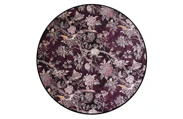 Home Decor Round Carpet Bamboo Silk 17 Purple (200X200) R Front View