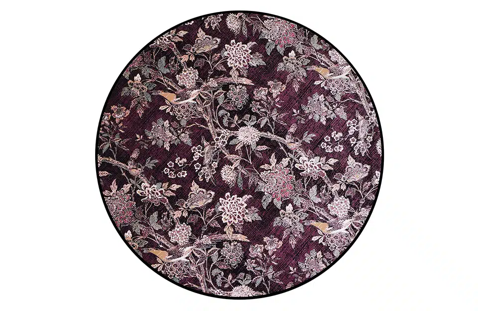 Home Decor Round Carpet Bamboo Silk 17 Purple (200X200) R Front View