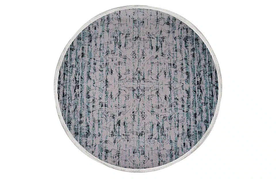 Home Decor Round Carpet Bamboo Silk 19 Dark Green (300X300) R Front View