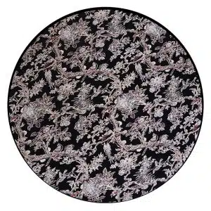 Home Decor Round Carpet Bamboo Silk 27 Black (300X300) R Front View