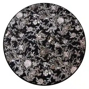 Home Decor Round Carpet Bamboo Silk 32 Black (300X300) R Front View