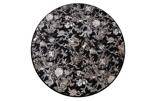 Home Decor Round Carpet Bamboo Silk 32 Black (300X300) R Front View