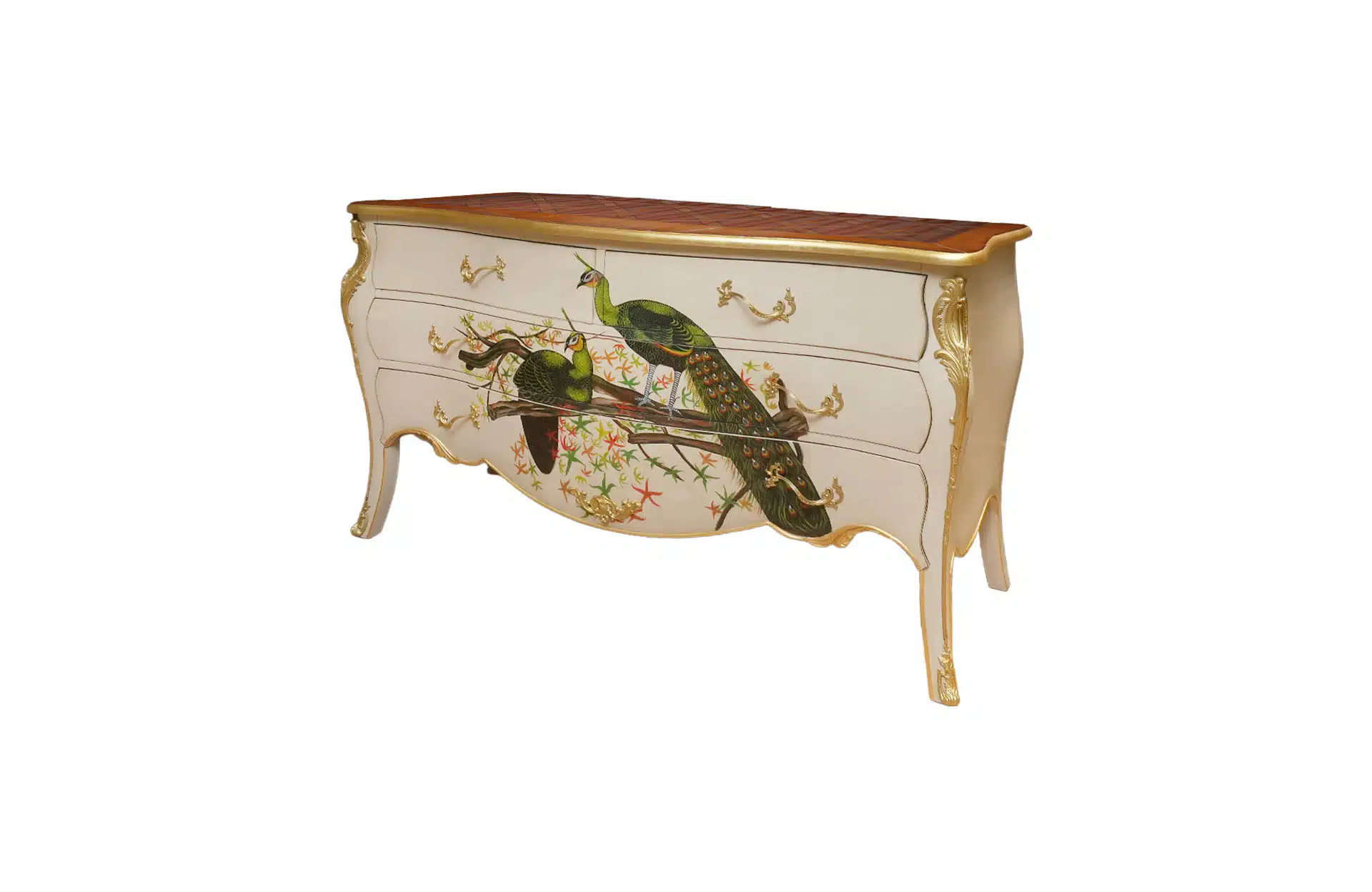 Home Decor Chest White Green Bird Side View