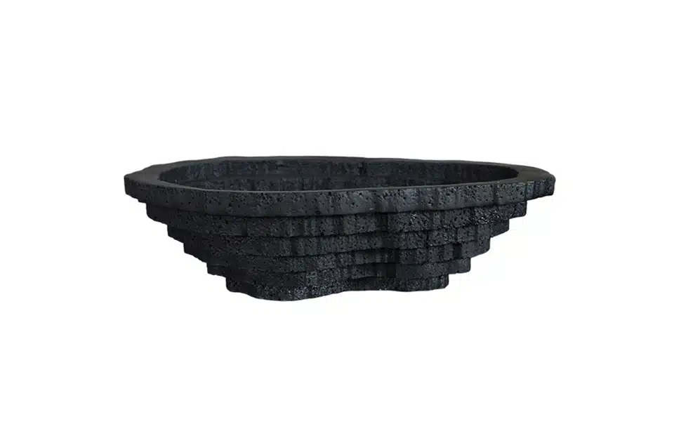 Home Decor Bowls & Trays Trapezoid Fruit Bowl-Black Resin FC-SZ2121A Front View