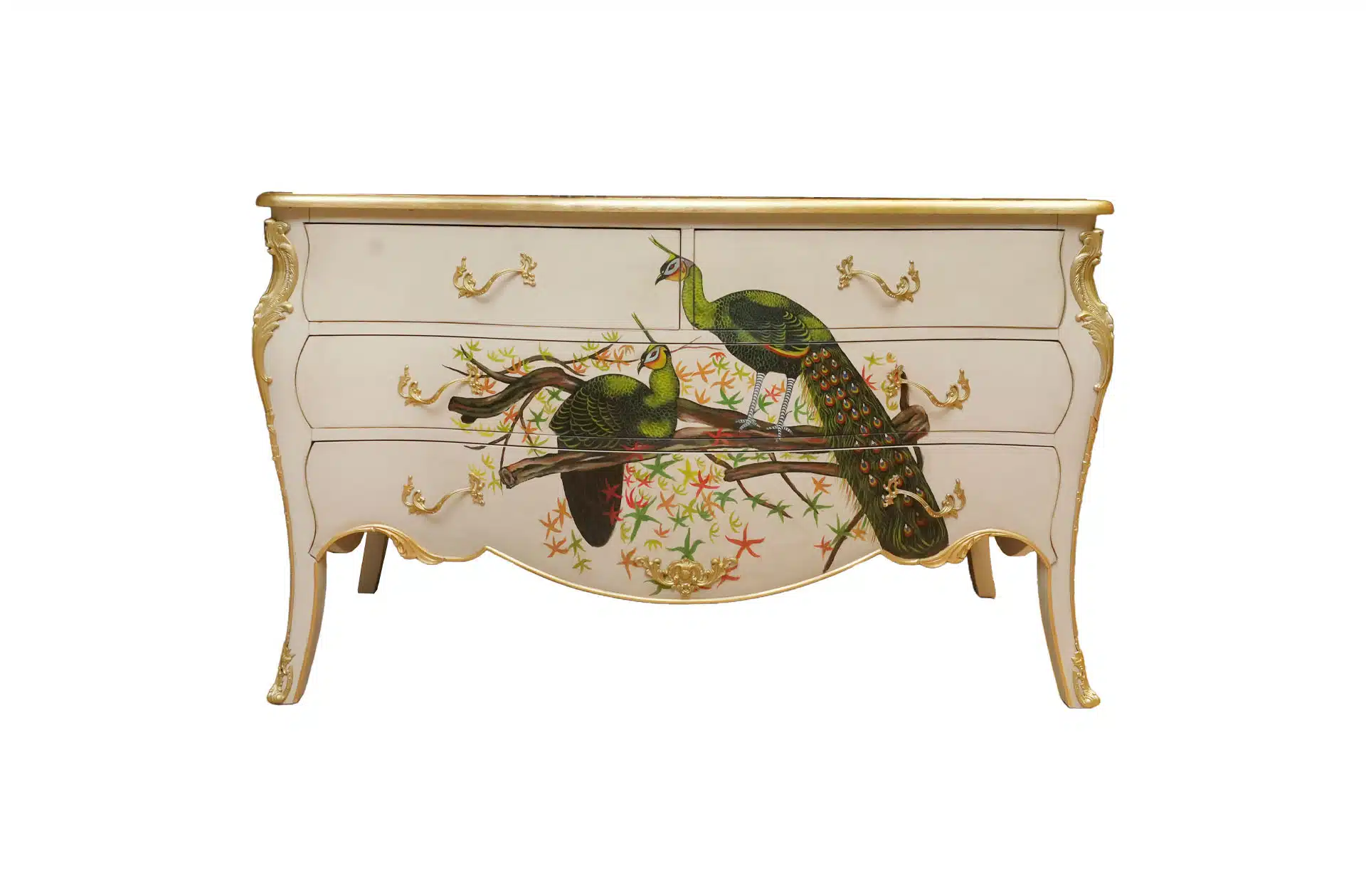 Home Decor Chest White Green Bird Front View