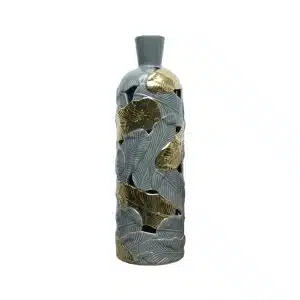 Home Decor Vase & Ceramic Jars FA-D2007A Grey Gold Leaf Ceramic Vase-A Front View