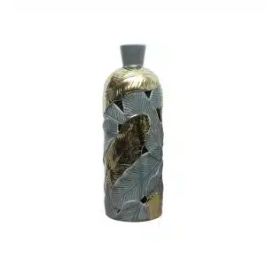 Home Decor Vase Ceramic Jars FA-D2007B Grey Gold Leaf Ceramic Vase-B Front View