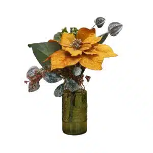 Home Decor Flower Arrangement No.114 - 022022 Small Orange Bottle Velvet Front View