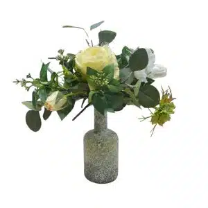 Home Decor Flower Arrangement No.107 - 022022 Small Green Vase Rose Front View