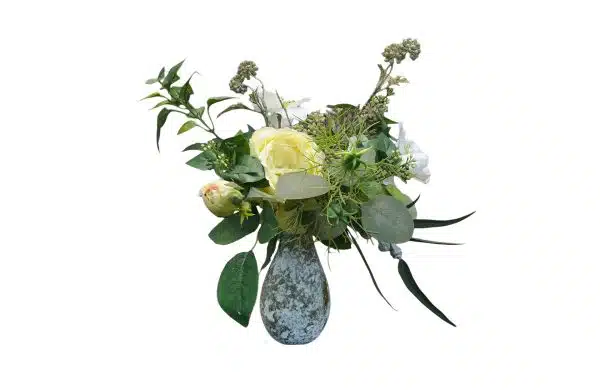 Home Decor Flower Arrangement No.106 - 022022 Small Green Vase Rose Front View