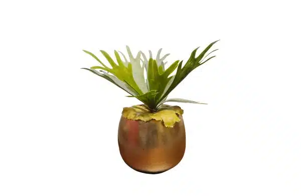 Home Decor Flower Arrangement No.87 - 022022 Gold Planter Kyang Plant Front View