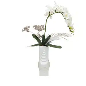 Home Decor Flower Arrangement No-102 Square Vase Lisette White Angrek 24 Front View