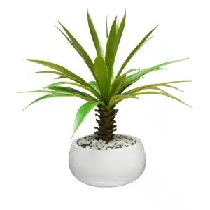 Home Decor Flower Arrangement Yucca 31 LVS White Front View