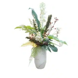 Home Decor Flower Arrangement No-37 Modern White Vase Tallornitogalum 24 Front View