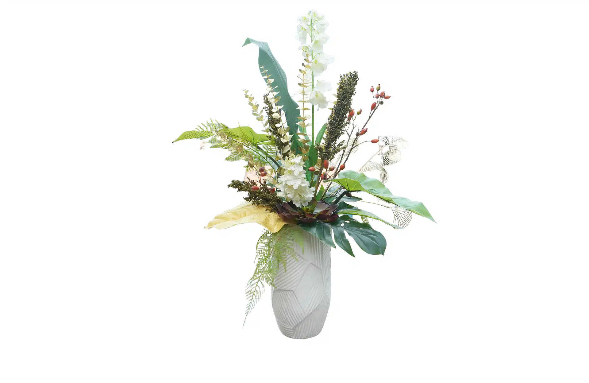 Home Decor Flower Arrangement No-37 Modern White Vase Tallornitogalum 24 Front View