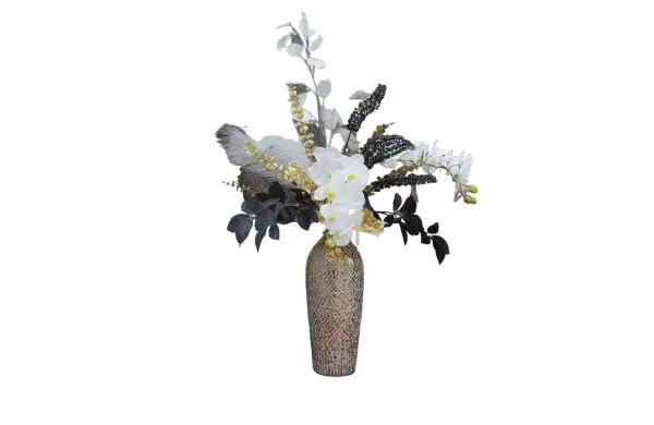 Home Decor Flower Arrangement No-84 Gold Botel Yellow Black 24 Side View