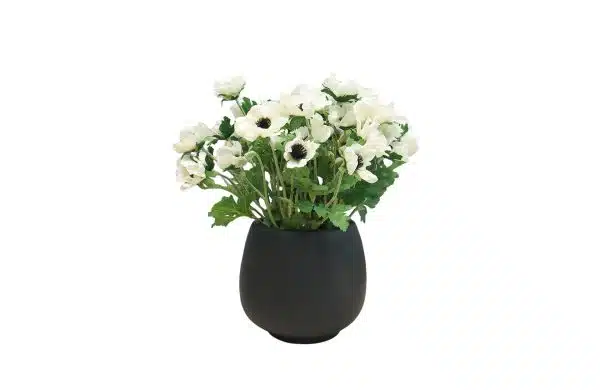 Home Decor Flower Arrangement No-87 Black Mat Pot HD Annemone 24 Front View