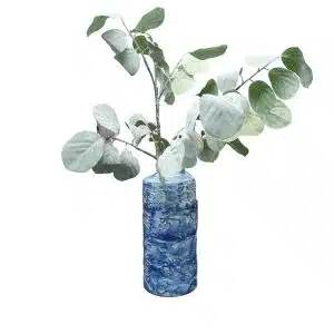 Home Decor Flower Arrangement No-95 Blue Vase HD Grey Feaf 24 Front View