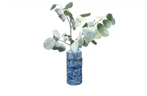 Home Decor Flower Arrangement No-95 Blue Vase HD Grey Feaf 24 Front View