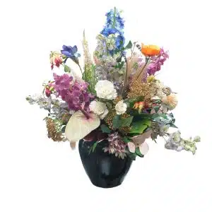 Home Decor Flower Arrangement No-G Big Black Pot Flower Old New 24 Front View