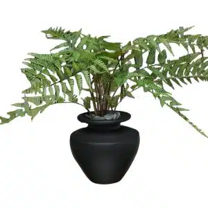 Home Decor Flower Arrangement No-M Mat Black Pot Fern 24 Front View