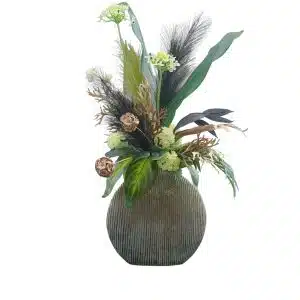 Home Decor Flower Arrangement No-1 Round Gold Sheip Vase Black Gold Clic 24 Front View