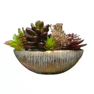 Home Decor Flower Arrangement No-39 Gold Bowl Mixed 24 Front View