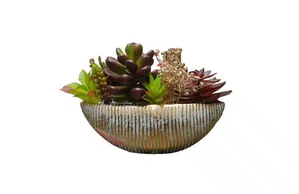 Home Decor Flower Arrangement No-39 Gold Bowl Mixed 24 Front View