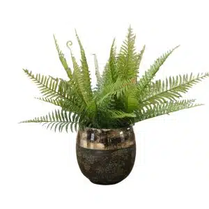 Home Decor Flower Arrangement No-73 Black Metalic Pot Fern Mix 24 Front View