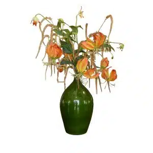 Home Decor Flower Arrangement No-K Groene Vase Gloriosa Gold 24 Front View