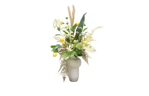 Home Decor Flower Arrangement Brown Mauve Botle & Yellowfern No.50 ( 31012020 ) A Front View