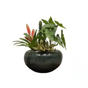 Home Decor Flower Arrangement No.84 - 022022 Glass Planter Croton Gardenmix Front View