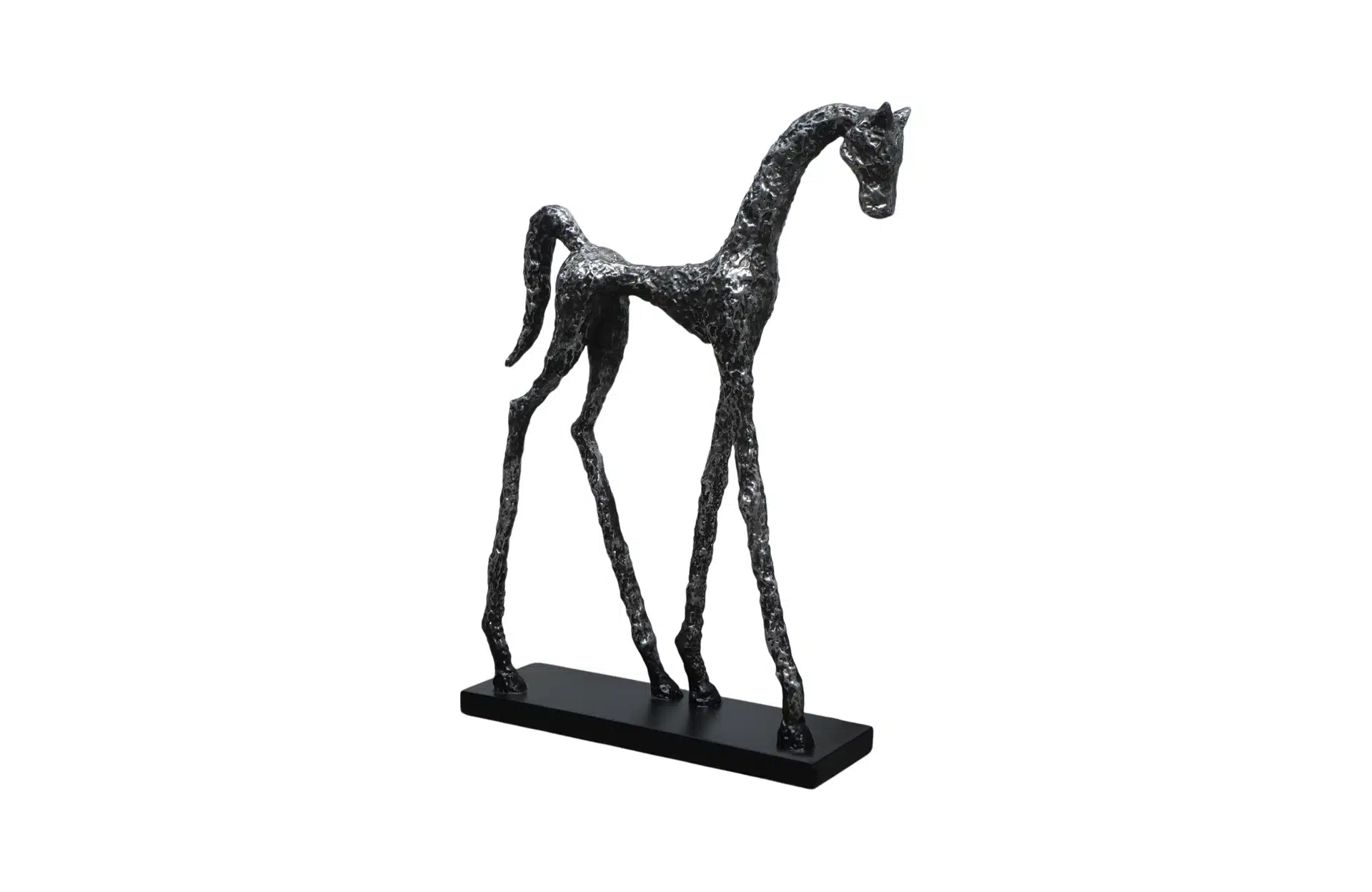 Home Decor Scluptures Resin Acient Sliver Horse A FC-SZ24051A Side/Front View